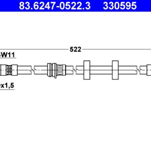 Furtun frana SKODA ROOMSTER Praktik (5J) 1.2 benzina 70 cai ATE 83.6247-0522.3