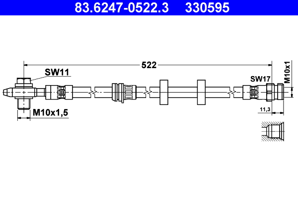 Furtun frana SKODA ROOMSTER Praktik (5J) 1.4 benzina 86 cai ATE 83.6247-0522.3