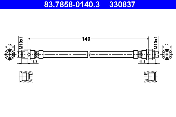 Furtun frana SKODA RAPID (NH3, NK3, NK6) 1.2 TSI benzina 105 cai ATE 83.7858-0140.3