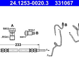 Furtun frana SKODA ROOMSTER (5J7) 1.4 LPG Benzina/Autogaz (GPL) 86 cai ATE 24.1253-0020.3