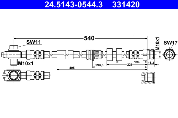 Furtun frana SKODA RAPID (NH3, NK3, NK6) 1.6 TDI diesel 90 cai ATE 24.5143-0544.3