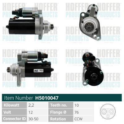 Electromotor SKODA ROOMSTER (5J7) 1.9 TDI diesel 105 cai HOFFER H5010047