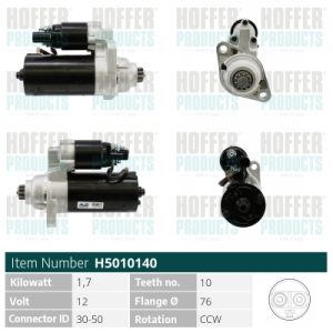 Electromotor SKODA ROOMSTER (5J7) 1.4 TDI diesel 70 cai HOFFER H5010140
