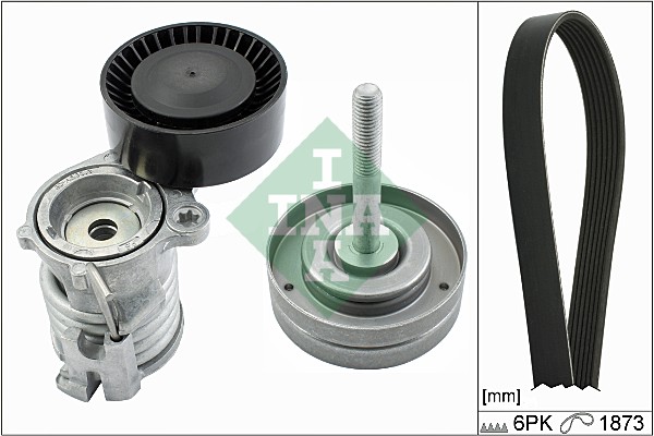 Set curea transmisie cu caneluri SKODA RAPID Spaceback (NH1) 1.2 benzina 75 cai INA 529 0090 10