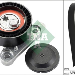 Set curea transmisie cu caneluri SKODA RAPID (NH3, NK3, NK6) 1.6 benzina 110 cai INA 529 0160 10