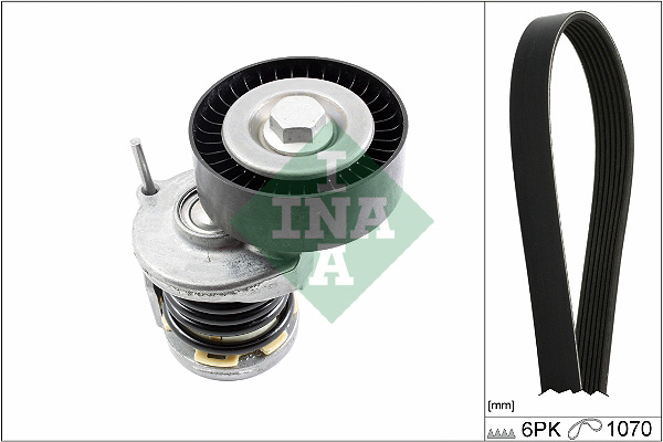 Set curea transmisie cu caneluri SKODA ROOMSTER (5J7) 1.2 TDI diesel 75 cai INA 529 0475 10