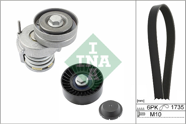 Set curea transmisie cu caneluri SKODA RAPID Spaceback (NH1) 1.4 TSI benzina 122 cai INA 529 0505 10