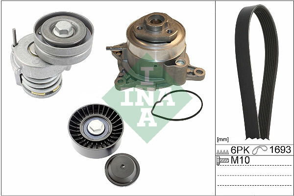 Pompa apa + Set curea transmisie cu caneluri SKODA RAPID Spaceback (NH1) 1.2 TSI benzina 105 cai INA 529 0534 30