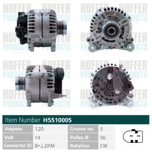 Alternator SKODA ROOMSTER (5J7) 1.9 TDI diesel 105 cai HOFFER H5510005