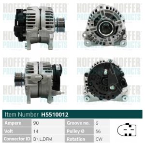 Alternator SKODA ROOMSTER (5J7) 1.4 TDI diesel 70 cai HOFFER H5510012