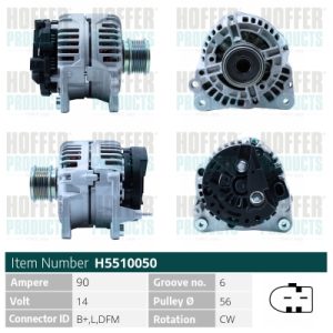 Alternator SKODA ROOMSTER (5J7) 1.9 TDI diesel 101 cai HOFFER H5510050