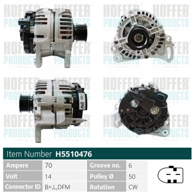 Alternator SKODA ROOMSTER Praktik (5J) 1.4 benzina 86 cai HOFFER H5510476