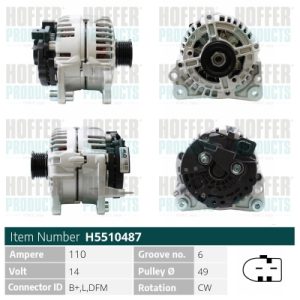 Alternator SKODA ROOMSTER (5J7) 1.6 benzina 105 cai HOFFER H5510487
