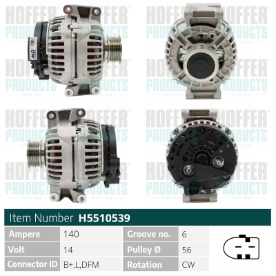 Alternator SKODA YETI (5L) 1.8 TSI 4x4 benzina 160 cai HOFFER H5510539