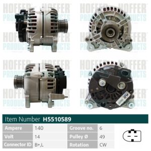 Alternator SKODA RAPID (NH3, NK3, NK6) 1.2 TSI benzina 105 cai HOFFER H5510589