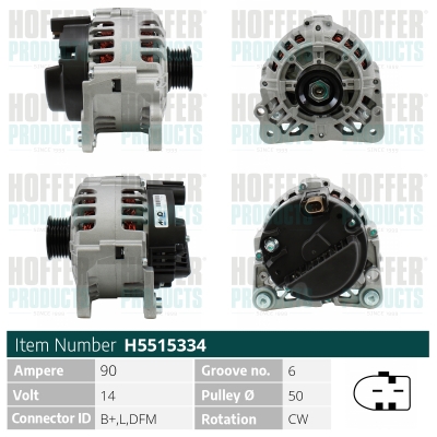 Alternator SKODA RAPID (NH3, NK3, NK6) 1.2 benzina 75 cai HOFFER H5515334