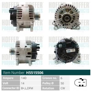 Alternator SKODA RAPID (NH3, NK3, NK6) 1.4 TSI benzina 122 cai HOFFER H5515506
