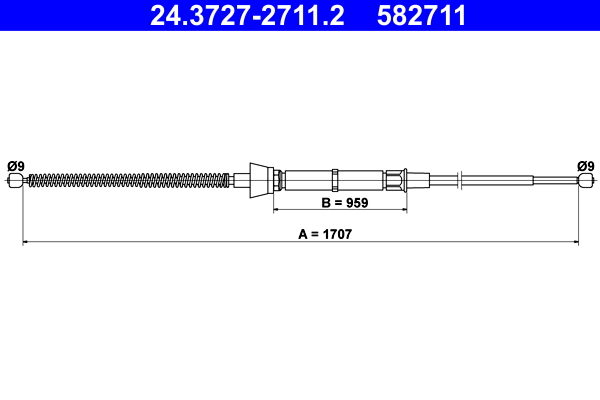 Cablu frana de parcare SKODA RAPID Spaceback (NH1) 1.6 benzina 105 cai ATE 24.3727-2711.2