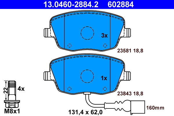 Placute frana SKODA ROOMSTER Praktik (5J) 1.4 TDI diesel 70 cai ATE 13.0460-2884.2