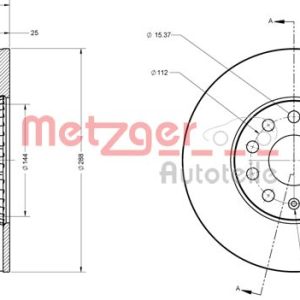 Disc frana SKODA KAROQ (NU7, ND7) 1.6 TDI diesel 115 cai METZGER 6110021