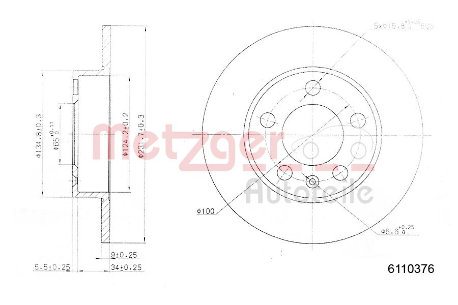 Disc frana SKODA KAMIQ (NW4) 1.5 TSI benzina 150 cai METZGER 6110376