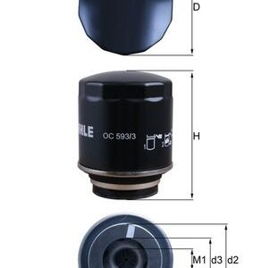 Filtru ulei SKODA RAPID (NH3, NK3, NK6) 1.4 TSI benzina 122 cai MAHLE ORIGINAL OC 593/3