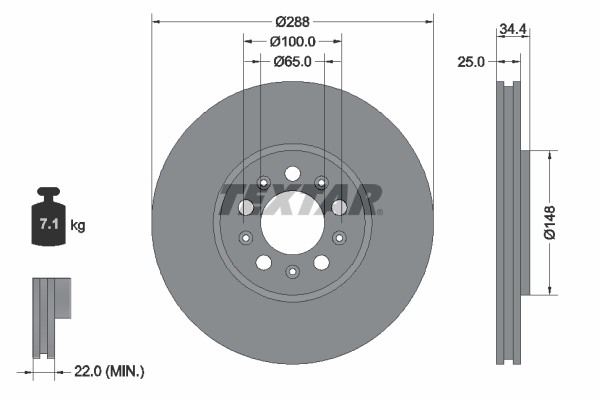Disc frana SKODA RAPID Spaceback (NH1) 1.6 TDI diesel 105 cai TEXTAR 92106603