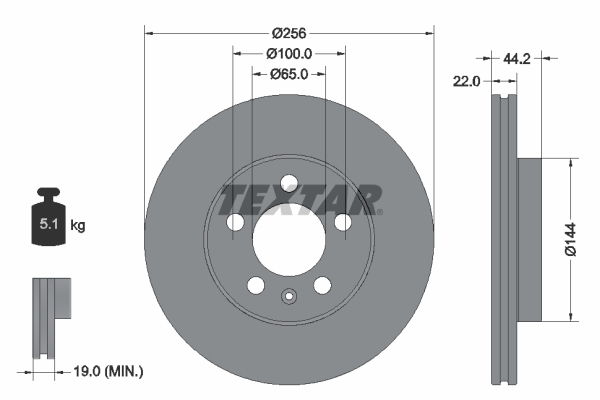Disc frana SKODA SCALA (NW1) 1.6 TDI diesel 95 cai TEXTAR 92303803