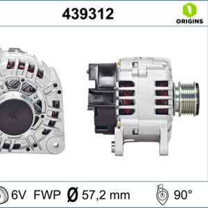 Alternator SKODA ROOMSTER (5J7) 1.4 TDI diesel 70 cai VALEO 439312