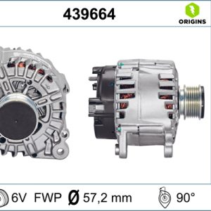 Alternator SKODA RAPID (NH3, NK3, NK6) 1.6 TDI diesel 90 cai VALEO 439664