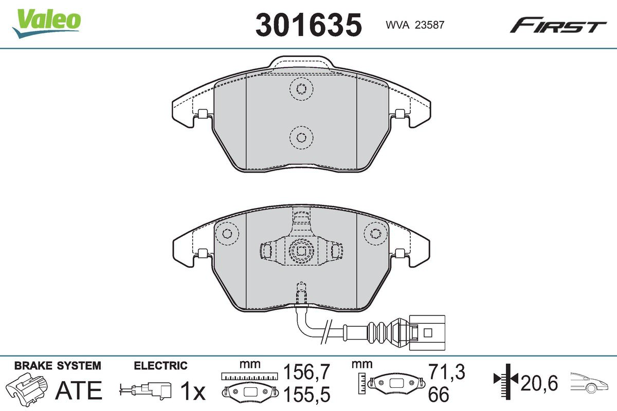 Placute frana SKODA RAPID (NH3, NK3, NK6) 1.2 TSI benzina 90 cai VALEO 301635