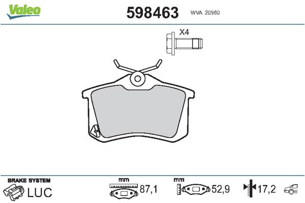 Placute frana SKODA ROOMSTER (5J7) 1.6 TDI diesel 90 cai VALEO 598463