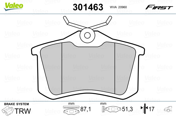 Placute frana SKODA ROOMSTER (5J7) 1.2 TSI benzina 86 cai VALEO 301463