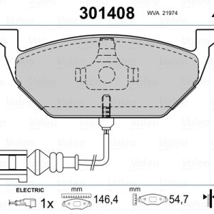 Placute frana SKODA ROOMSTER (5J7) 1.4 benzina 86 cai VALEO 301408