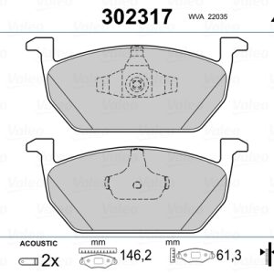 Placute frana SKODA SCALA (NW1) 1.0 TGI CNG Benzina/Gaz metan (GNC) 90 cai VALEO 302317