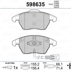 Placute frana SKODA RAPID (NH3, NK3, NK6) 1.4 TSI benzina 122 cai VALEO 598635