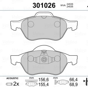 Placute frana SKODA ROOMSTER Praktik (5J) 1.6 TDI diesel 90 cai VALEO 301026