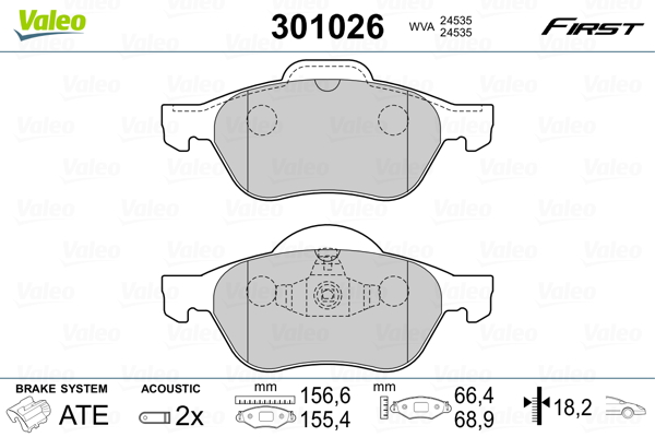 Placute frana SKODA RAPID (NH3, NK3, NK6) 1.2 benzina 75 cai VALEO 301026