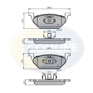 Placute frana SKODA RAPID Spaceback (NH1) 1.2 TSI benzina 86 cai COMLINE CBP0889