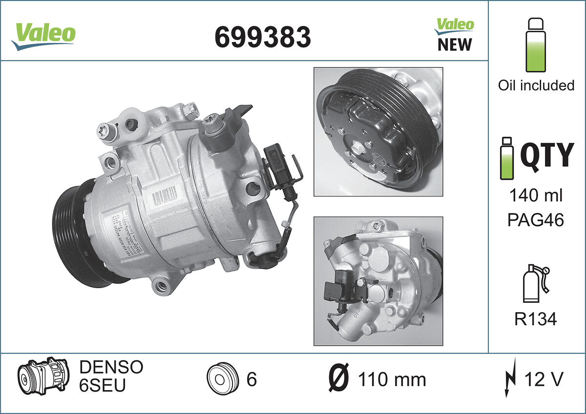 Compresor climatizare SKODA RAPID (NH3, NK3, NK6) 1.6 benzina 105 cai VALEO 699383