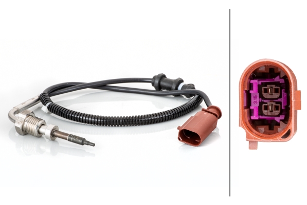 Senzor temperatura gaze evacuare SKODA RAPID Spaceback (NH1) 1.6 TDI diesel 105 cai HELLA 6PT 014 494-881