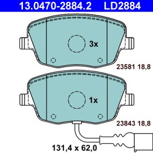 Placute frana SKODA ROOMSTER (5J7) 1.4 LPG Benzina/Autogaz (GPL) 86 cai ATE 13.0470-2884.2