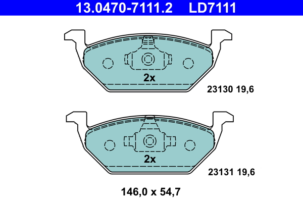 Placute frana SKODA RAPID (NH3, NK3, NK6) 1.2 TSI benzina 105 cai ATE 13.0470-7111.2