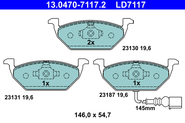 Placute frana SKODA ROOMSTER Praktik (5J) 1.4 TDI diesel 70 cai ATE 13.0470-7117.2