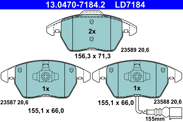 Placute frana SKODA RAPID (NH3, NK3, NK6) 1.6 benzina 110 cai ATE 13.0470-7184.2