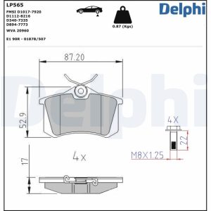 Placute frana SKODA RAPID (NH3, NK3, NK6) 1.4 TSI benzina 122 cai DELPHI LP565