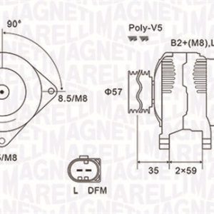 Alternator SKODA ROOMSTER (5J7) 1.2 benzina 70 cai MAGNETI MARELLI 063731675010