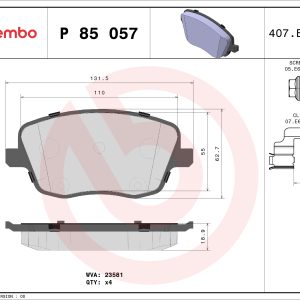 Placute frana SKODA ROOMSTER Praktik (5J) 1.4 benzina 86 cai BREMBO P 85 057