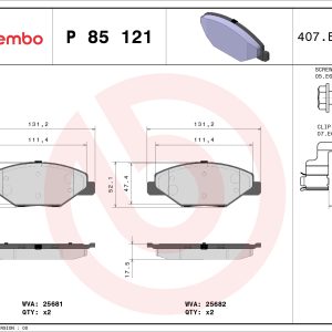 Placute frana SKODA RAPID (NA2) 1.6 TDI diesel 105 cai BREMBO P 85 121X