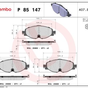 Placute frana SKODA KAROQ (NU7, ND7) 1.5 TSI 4x4 benzina 150 cai BREMBO P 85 147X